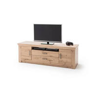 TV-ELEMENT Maputo  in 180/60/55 cm  - Eichefarben/Nickelfarben, Design, Holzwerkstoff/Metall (180/60/55cm) - Livetastic