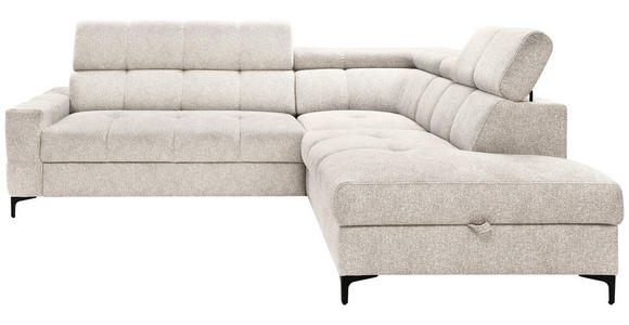 ECKSOFA  in Struktur Creme  254/212 cm  - Creme/Schwarz, MODERN, Textil/Metall (254/212cm) - Carryhome