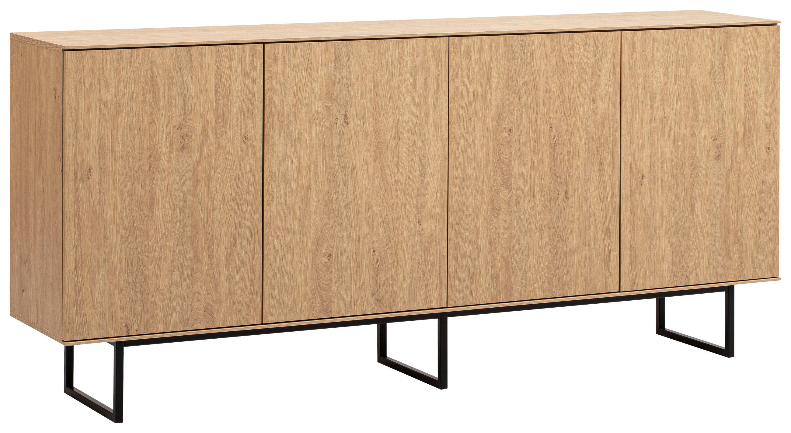 SIDEBOARD  200/90/40 cm  - Eichefarben/Schwarz, Design, Holzwerkstoff/Metall (200/90/40cm) - Modante