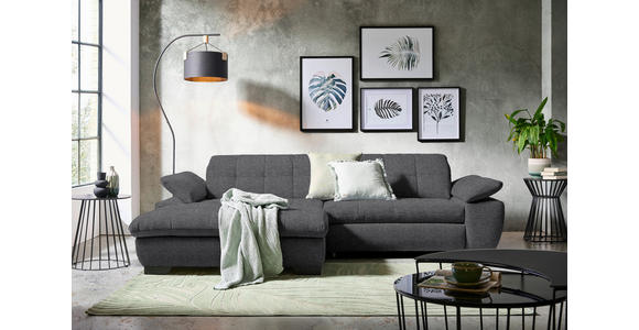 ECKSOFA in Webstoff Dunkelgrau  - Dunkelgrau/Schwarz, Design, Textil/Metall (180/265cm) - Carryhome