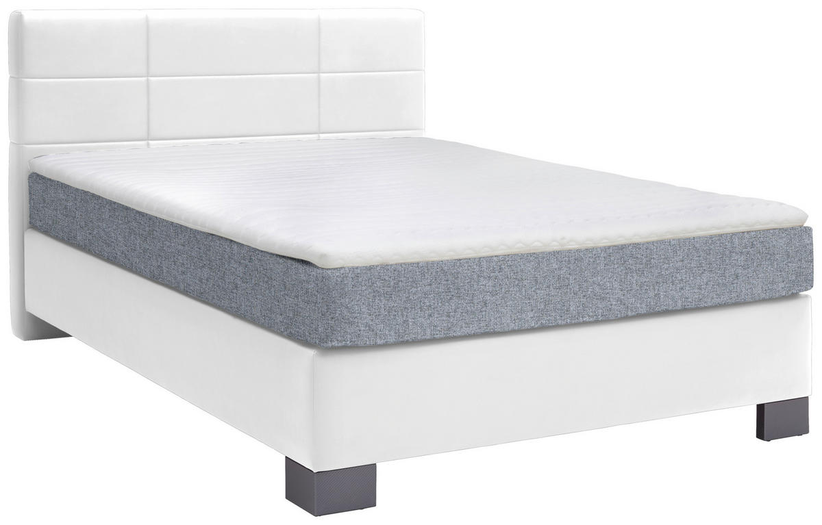 BOXSPRINGBETT 140/200 cm  in Weiß  - Graphitfarben/Weiß, Design, Holz/Textil (140/200cm) - Hom`in