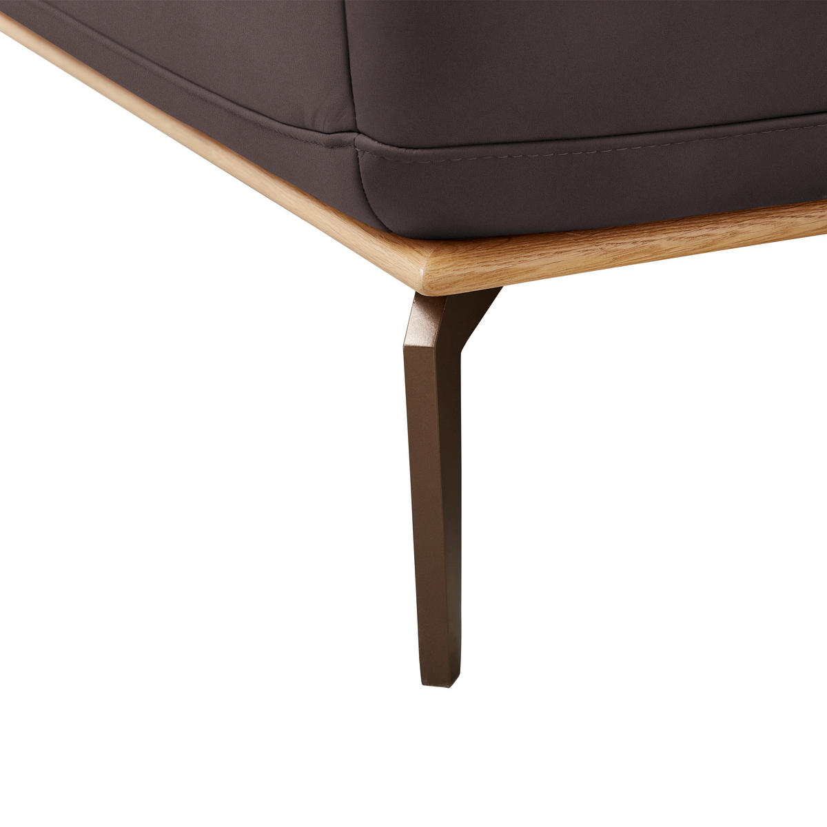 ECKSOFA in Echtleder Dunkelbraun  - Dunkelbraun/Bronzefarben, Design, Leder/Holz (314/176cm) - Valnatura