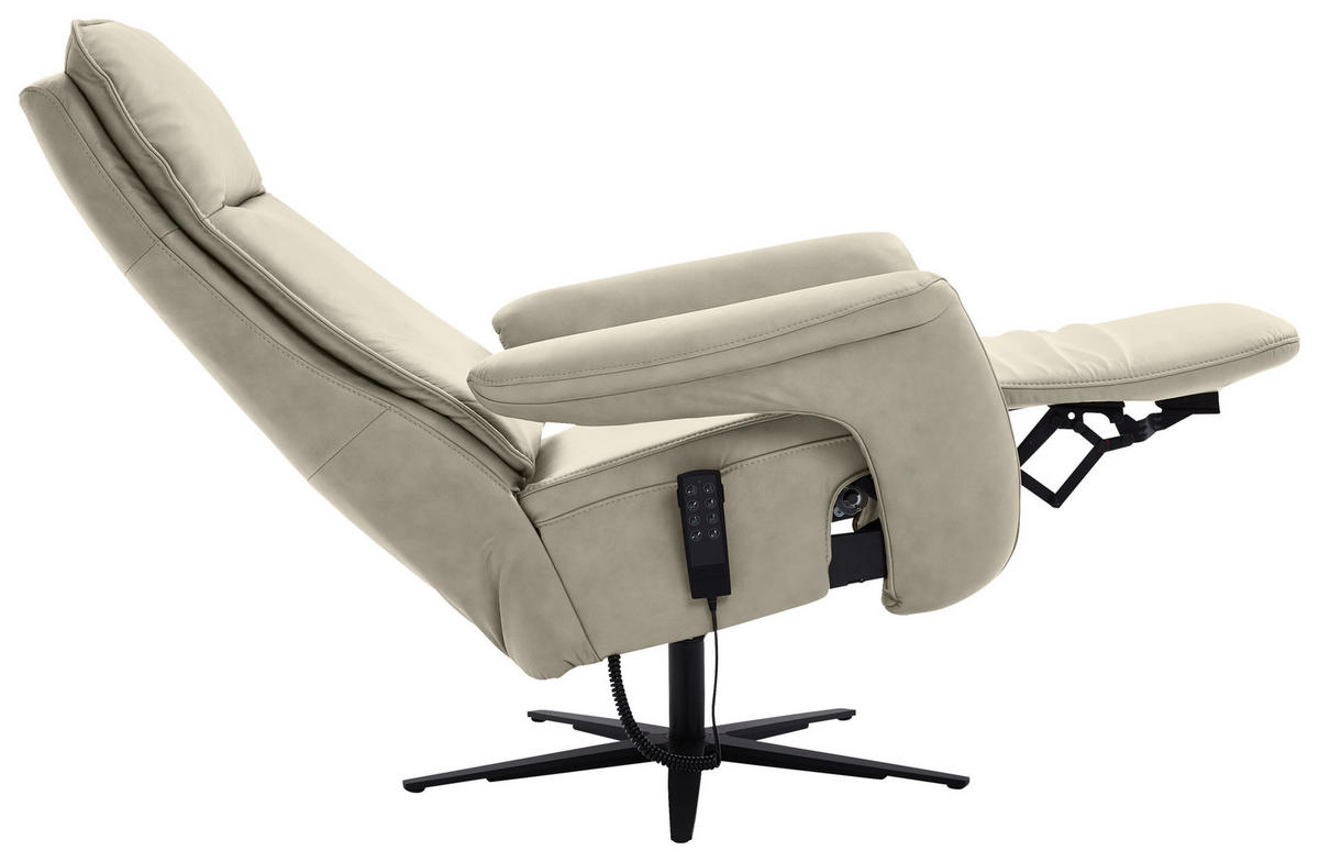 RELAXSESSEL in Leder Ecru  - Ecru/Schwarz, Design, Leder/Metall (83/123/87cm) - Valdera
