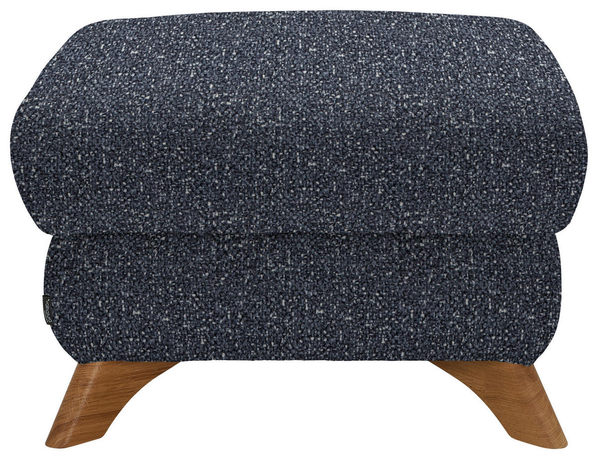 HOCKER in Textil Dunkelblau  - Eichefarben/Dunkelblau, Modern, Holz/Textil (65/47/65cm) - Valnatura