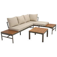 LOUNGEGARNITUR   57/35/57 cm Akazie vollmassiv Aluminium  - Beige/Beigebraun, MODERN, Holz/Textil (57/35/57cm) - Ambia Garden