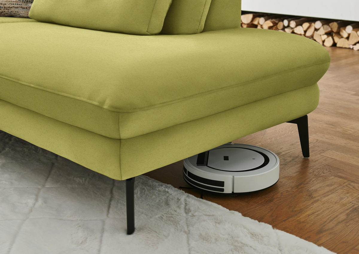 WOHNLANDSCHAFT Chenille, Flachgewebe Hellgrün  - Schwarz/Hellgrün, Design, Textil/Metall (180/344/208cm) - Dieter Knoll