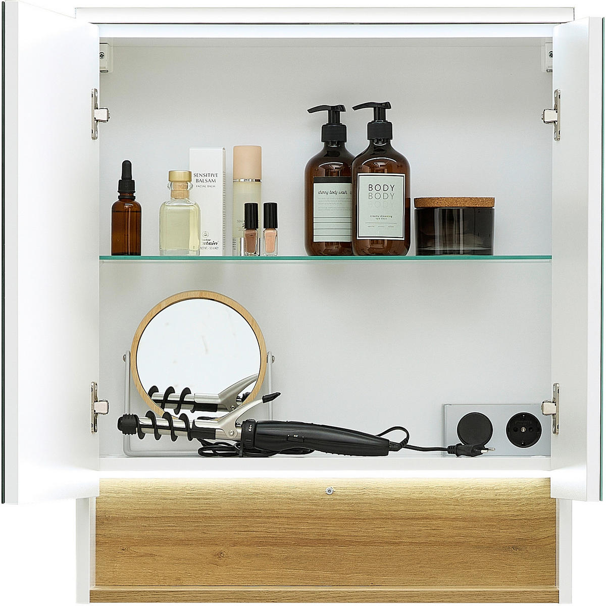 SPIEGELSCHRANK 60/71,6/21,4 cm  - Weiß, KONVENTIONELL, Glas/Holzwerkstoff (60/71,6/21,4cm) - Xora