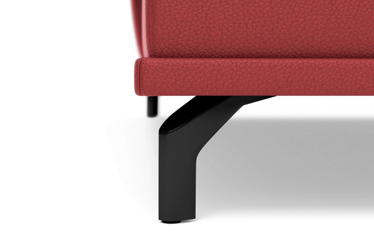 ECKSOFA COSTELLO E Rot Echtleder Nierenkissen, Armteilverstellung, Sitztiefenverstellung  - Rot/Schwarz, Basics, Leder/Textil (176/301cm) - Sit & More