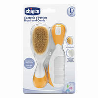 ČEŠALJ I ČETKA ZA BEBE   - narančasta, Basics, plastika/prirodni materijali (5/14cm) - Chicco
