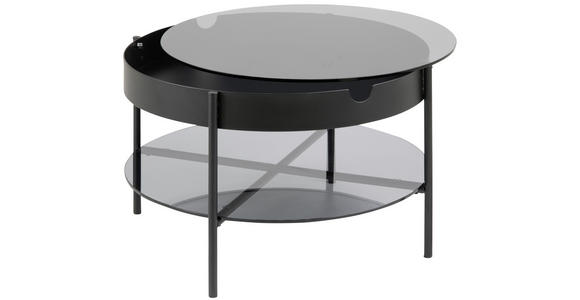 BEISTELLTISCH in Metall, Glas 75/75/45 cm  - Schwarz/Grau, Trend, Glas/Metall (75/75/45cm) - Ambia Home