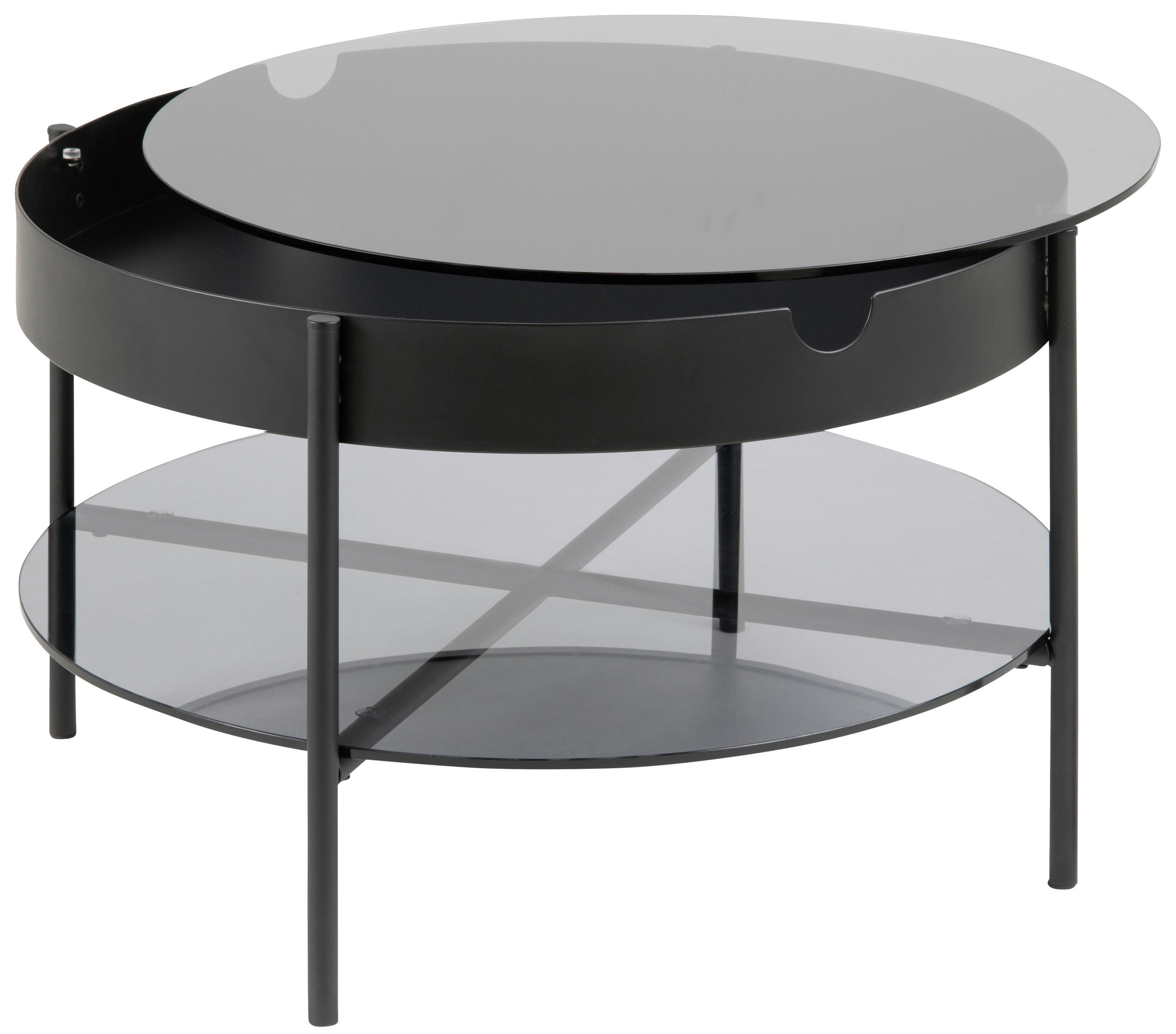 ODKLÁDACÍ STOLEK, šedá, černá - šedá/černá, Trend, kov/sklo (75/75/45cm) - Ambia Home