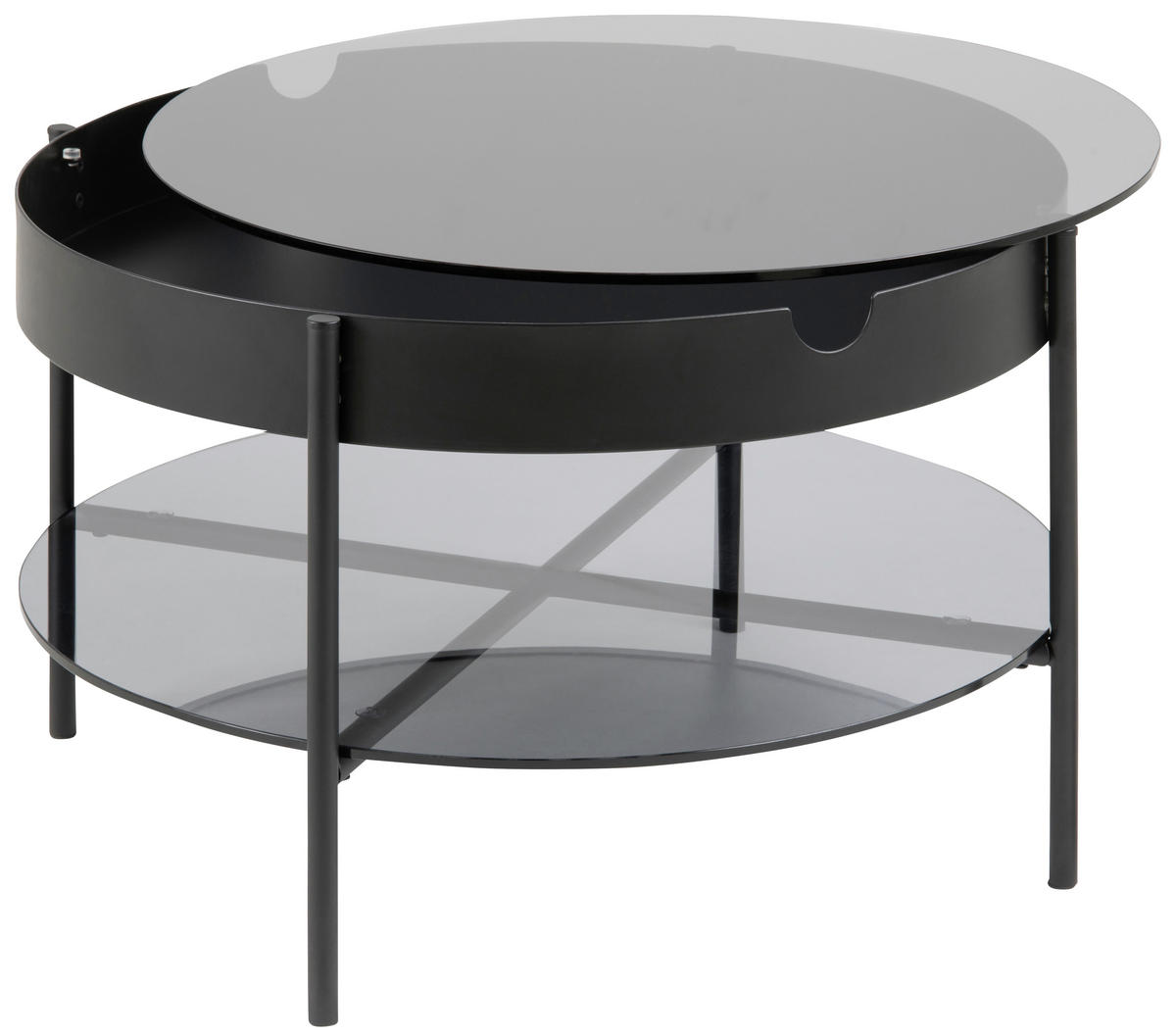 BEISTELLTISCH in Metall, Glas 75/75/45 cm  - Schwarz/Grau, Trend, Glas/Metall (75/75/45cm) - Ambia Home