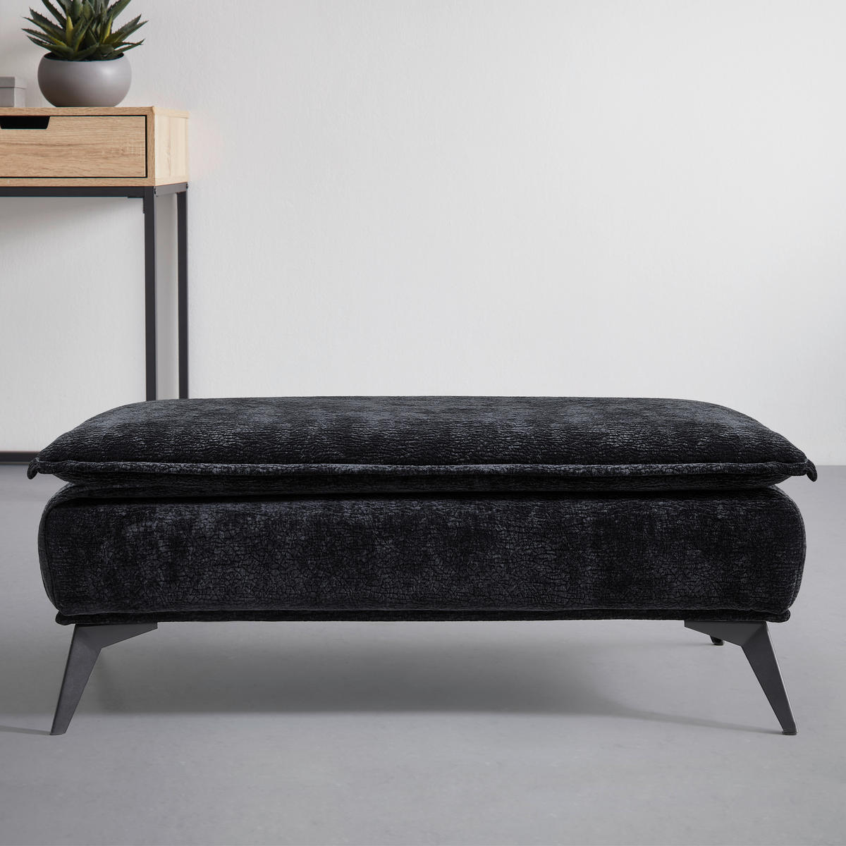 Pall Ottawa i textil svart  - svart, Modern, metall/textil (122/47/68cm) - Premium Living