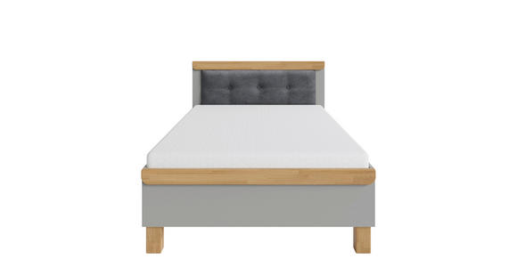 BETT Eiche massiv 120/200 cm Grau, Eichefarben  - Eichefarben/Grau, KONVENTIONELL, Holz/Textil (120/200cm) - Cantus