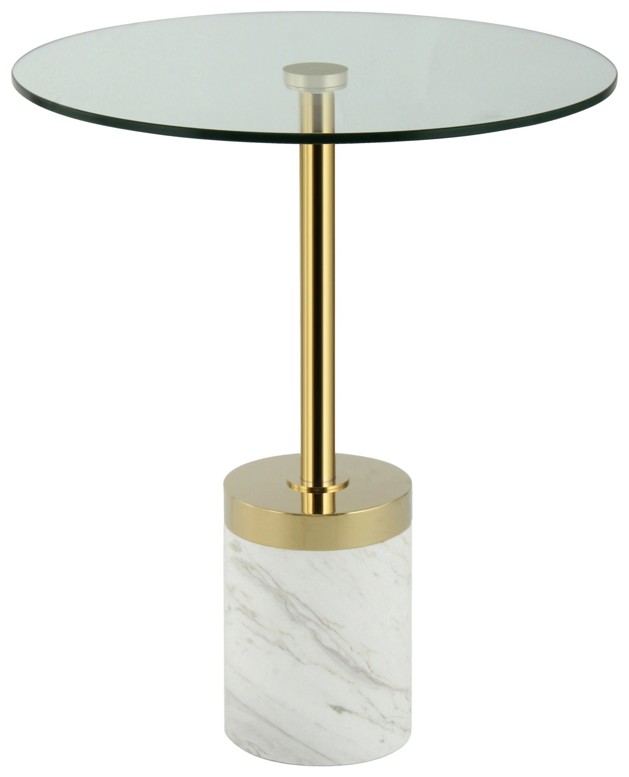 BEISTELLTISCH Metall, Glas, Stein 46/46/53 cm  - Weiss/Goldfarben, Design, Glas/Stein (46/46/53cm) - Kayoom