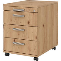 ROLLCONTAINER Eichefarben  - Eichefarben/Alufarben, KONVENTIONELL, Holzwerkstoff/Kunststoff (42,8/59/58cm) - Venda
