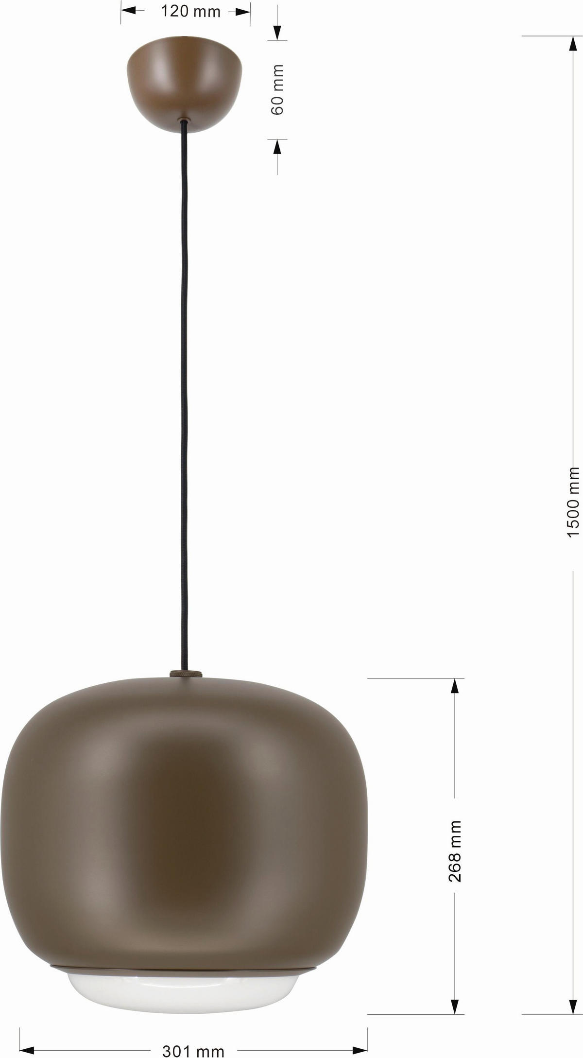 LED-HÄNGELEUCHTE Positano 30/30/26,3 cm  - Dunkelbraun, Design, Kunststoff/Metall (30/30/26,3cm)