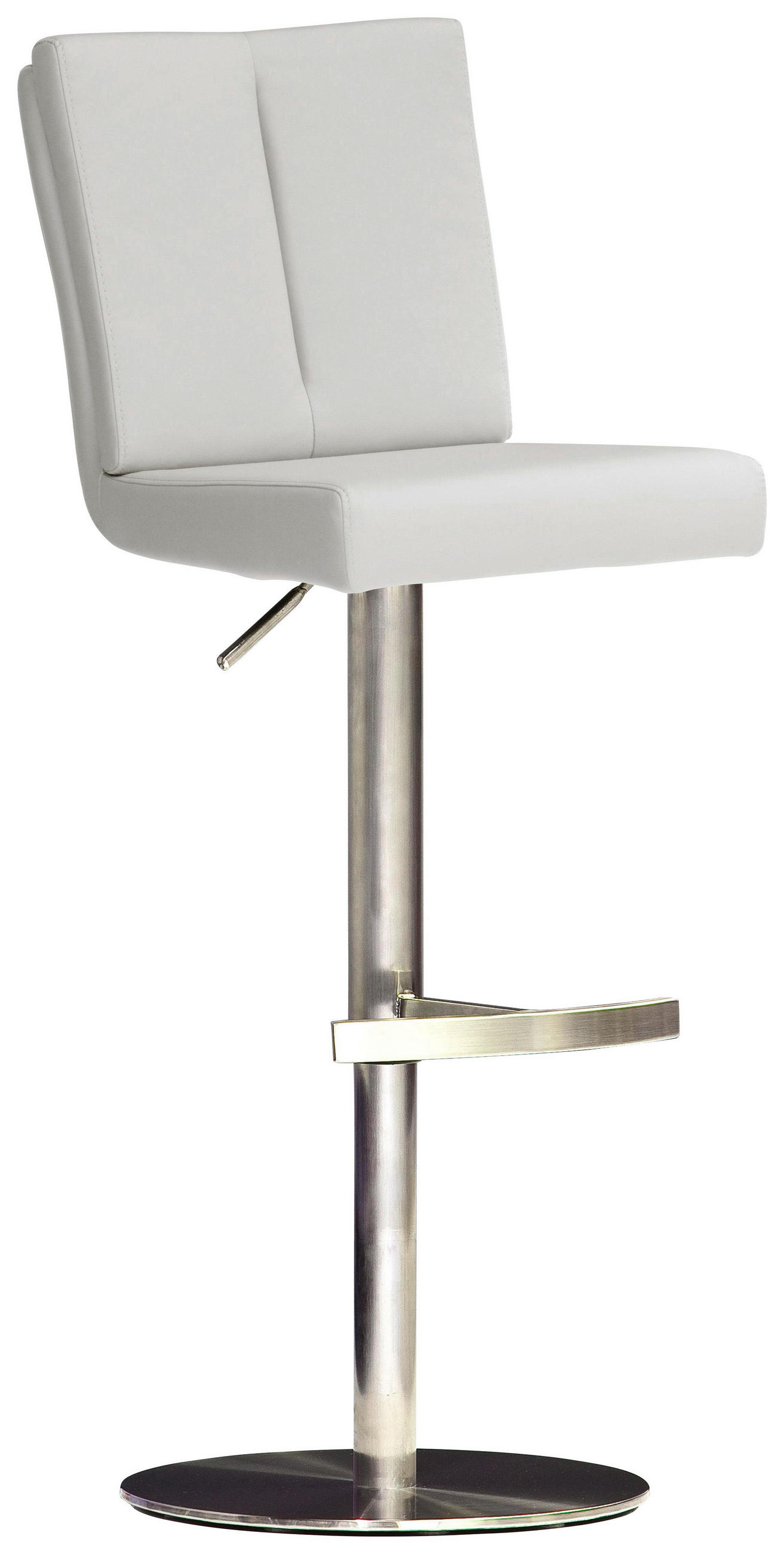 Barhocker in Metall, Textil Weiß, Edelstahlfarben