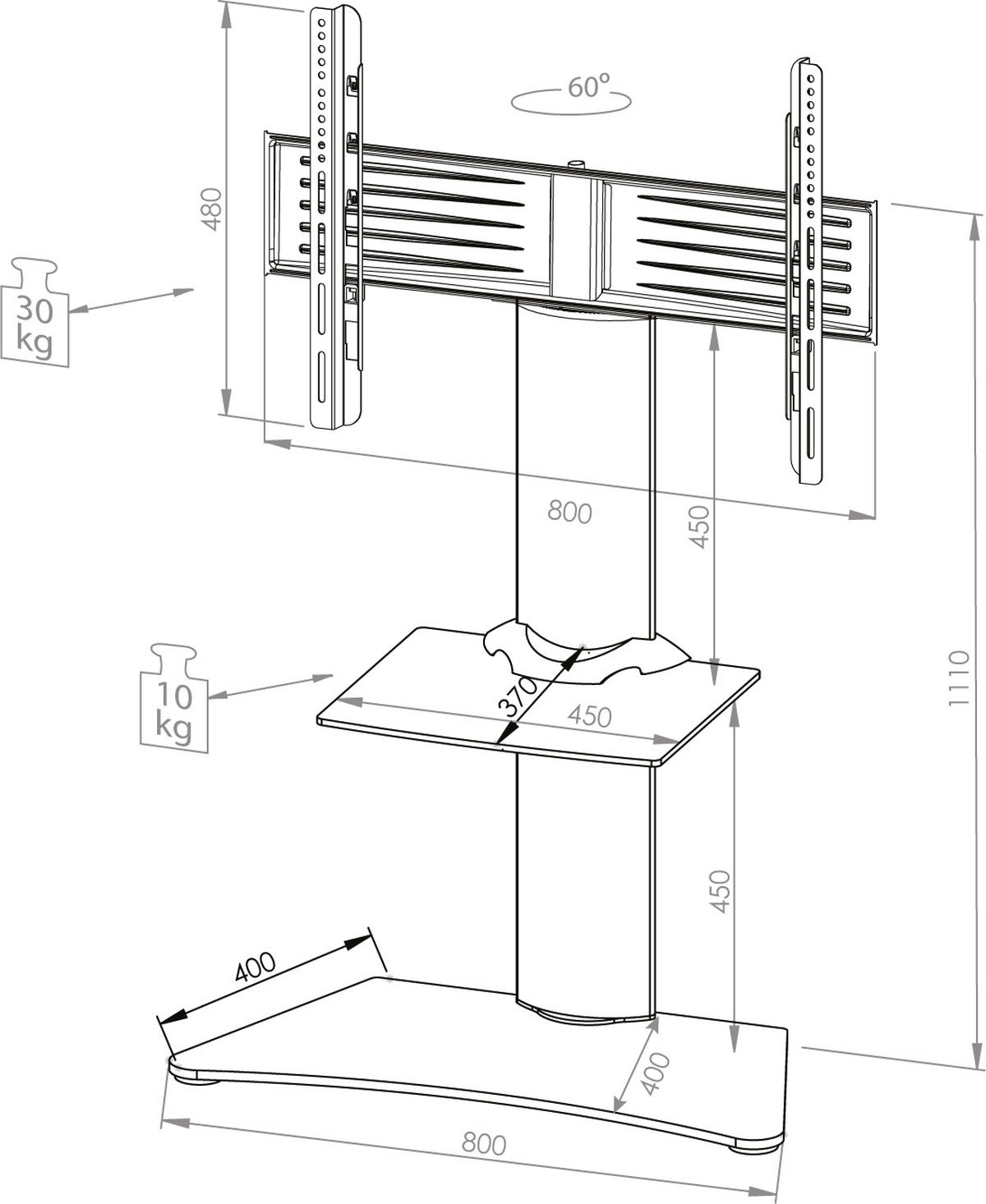 TV-Rack in Klar/Silberfarbe - Klar/Silberfarben, Konventionell, Glas/Metall (80/111/40cm) - MID.YOU