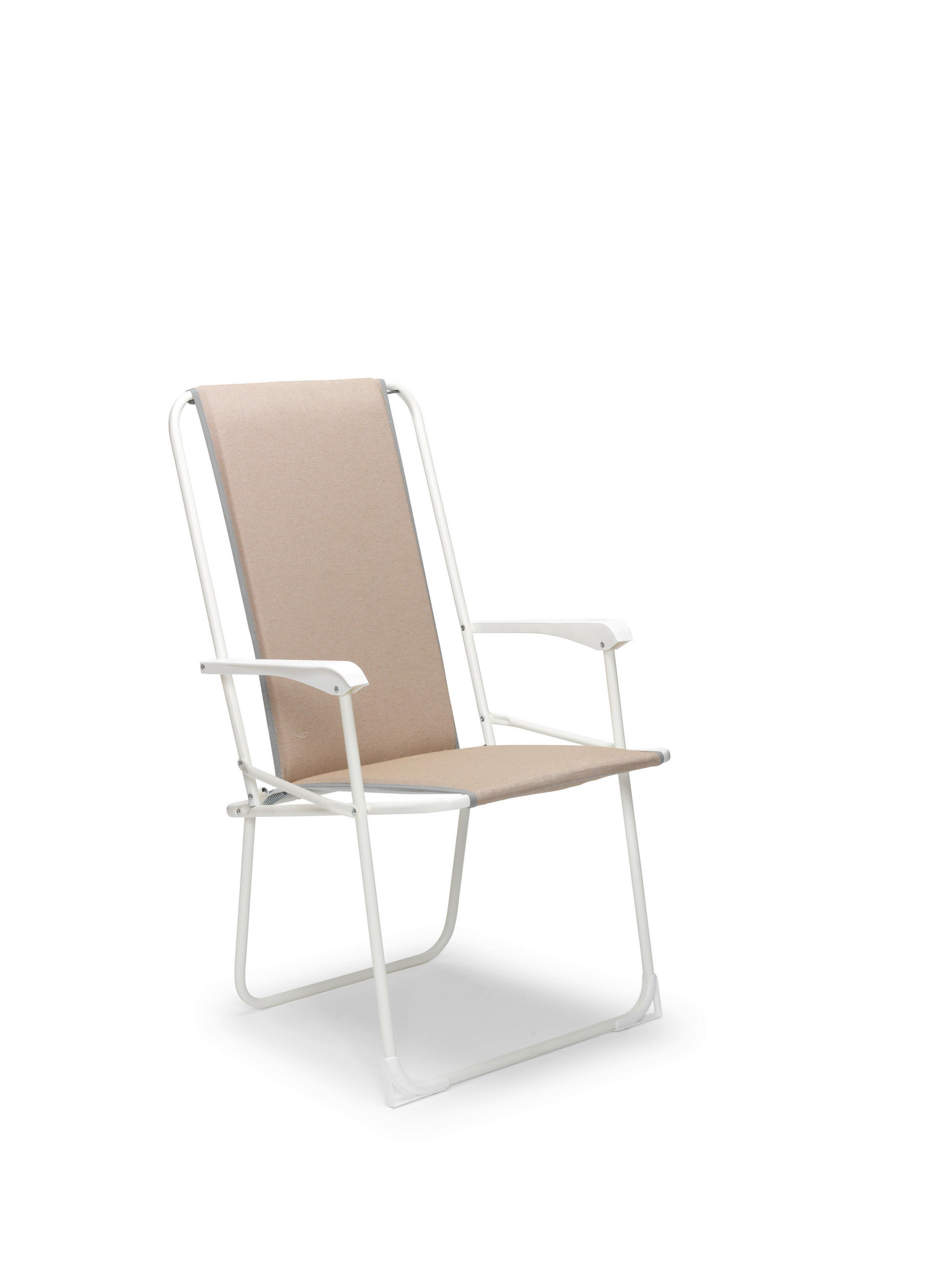 KLAPPSTUHL Weiß, Beige  - Beige/Weiß, Basics, Textil/Metall (56/93/53cm)