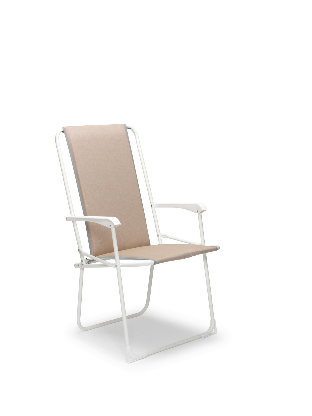 KLAPPSTUHL in Metall, Textil Weiß, Beige  - Beige/Weiß, Basics, Textil/Metall (56/93/53cm)