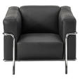 SESSEL in Echtleder Schwarz  - Chromfarben/Schwarz, Design, Leder/Metall (91/67/96cm) - Johann Jakob