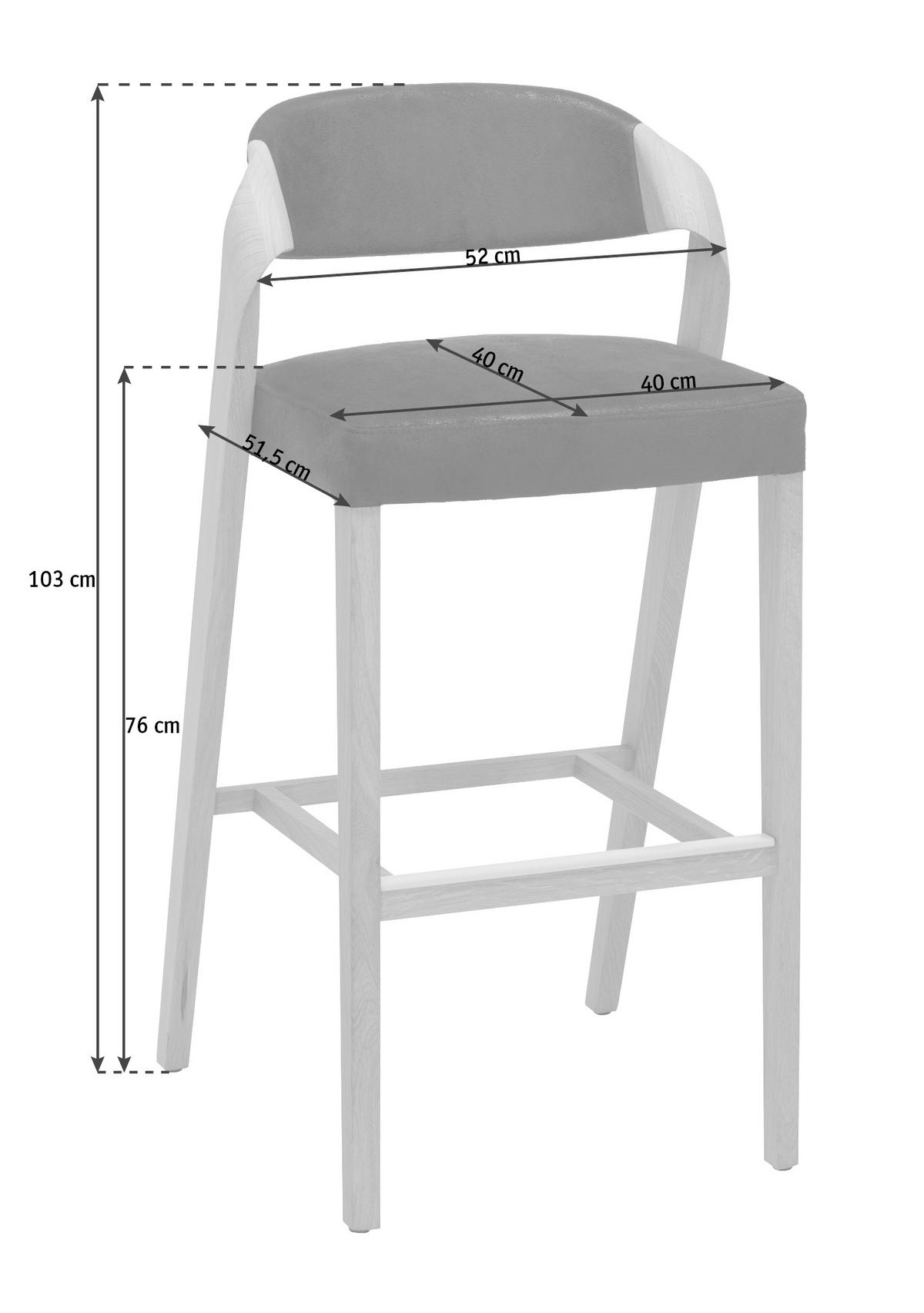 BARHOCKER in Holz, Leder Schwarz, Eichefarben  - Eichefarben/Schwarz, Natur, Leder/Holz (52/103/52cm) - Voglauer