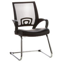 BESUCHERSTUHL  in Lederlook, Netzbespannung Schwarz  - Silberfarben/Schwarz, Basics, Kunststoff/Textil (57/98/52cm) - MID.YOU