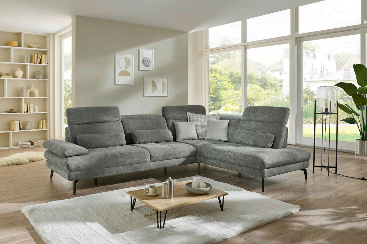Colțar, textil, gri - negru/gri, Design, metal/textil (311/235cm) - Beldomo Style