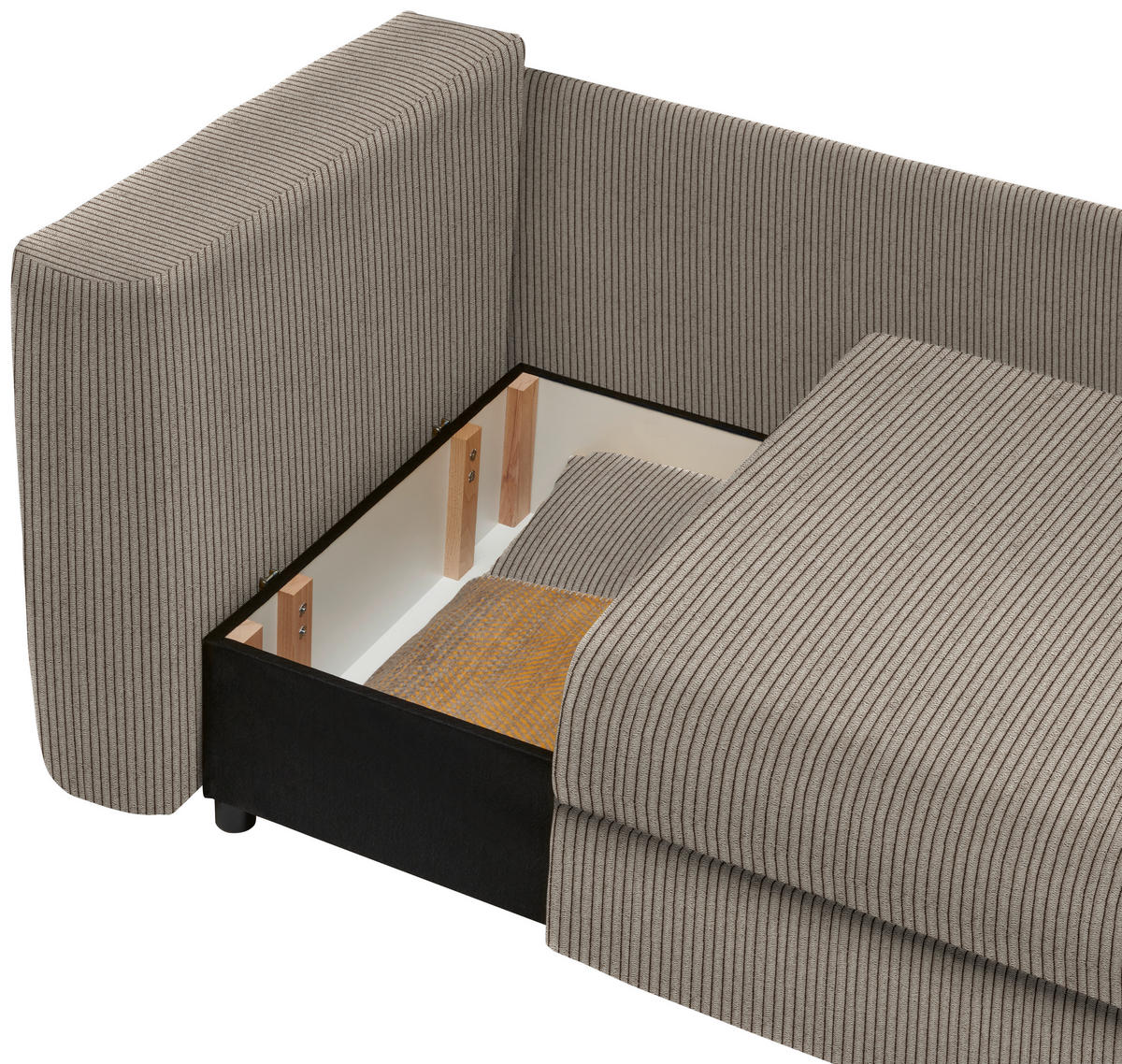 RÉCAMIERE in Cord Taupe  - Taupe/Schwarz, Design, Kunststoff/Textil (171/71-88/93cm) - Cantus