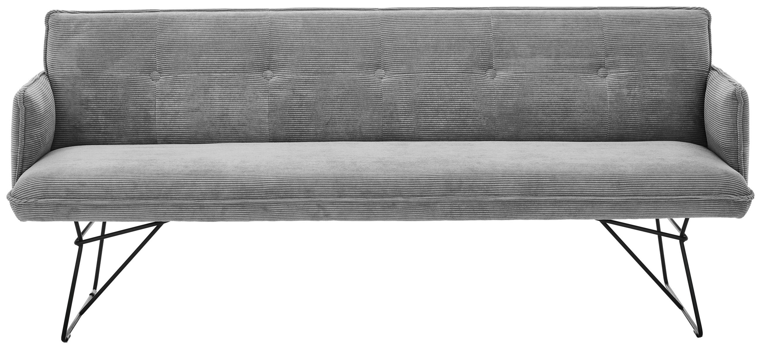SITZBANK 212/89/70 cm Feincord Grau Metall  - Schwarz/Grau, Design, Textil/Metall (212/89/70cm) - Pure Home Lifestyle