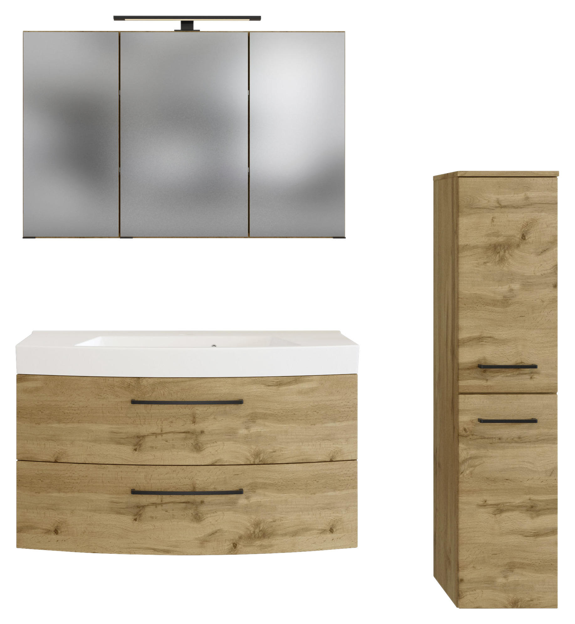 BADEZIMMER Eichefarben - Eichefarben/Weiß, MODERN, Keramik/Holzwerkstoff (130cm) - MID.YOU