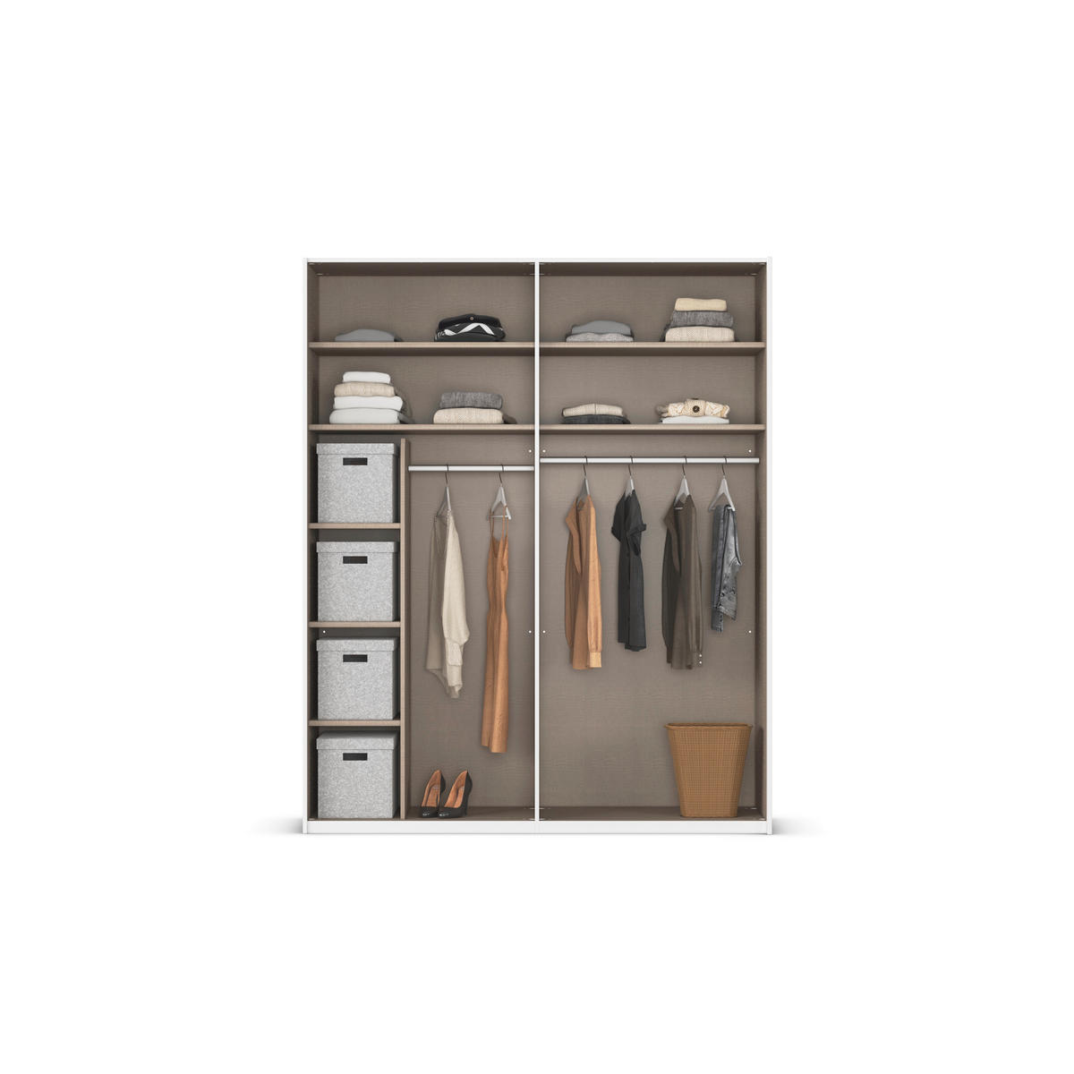 SCHWEBETÜRENSCHRANK 181/223/68 cm 2-türig Weiß  - Weiß, Design, Glas/Holzwerkstoff (181/223/68cm) - Xora