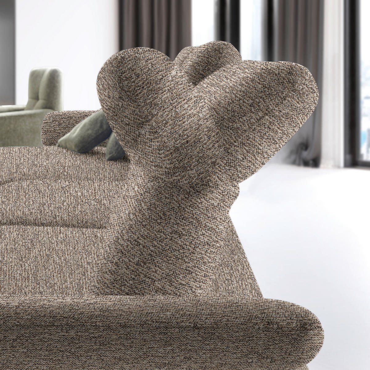 ECKSOFA in Chenille, Flachgewebe Beige  165/318 cm  - Beige/Schwarz, Design, Textil/Metall (165/318cm) - Xora