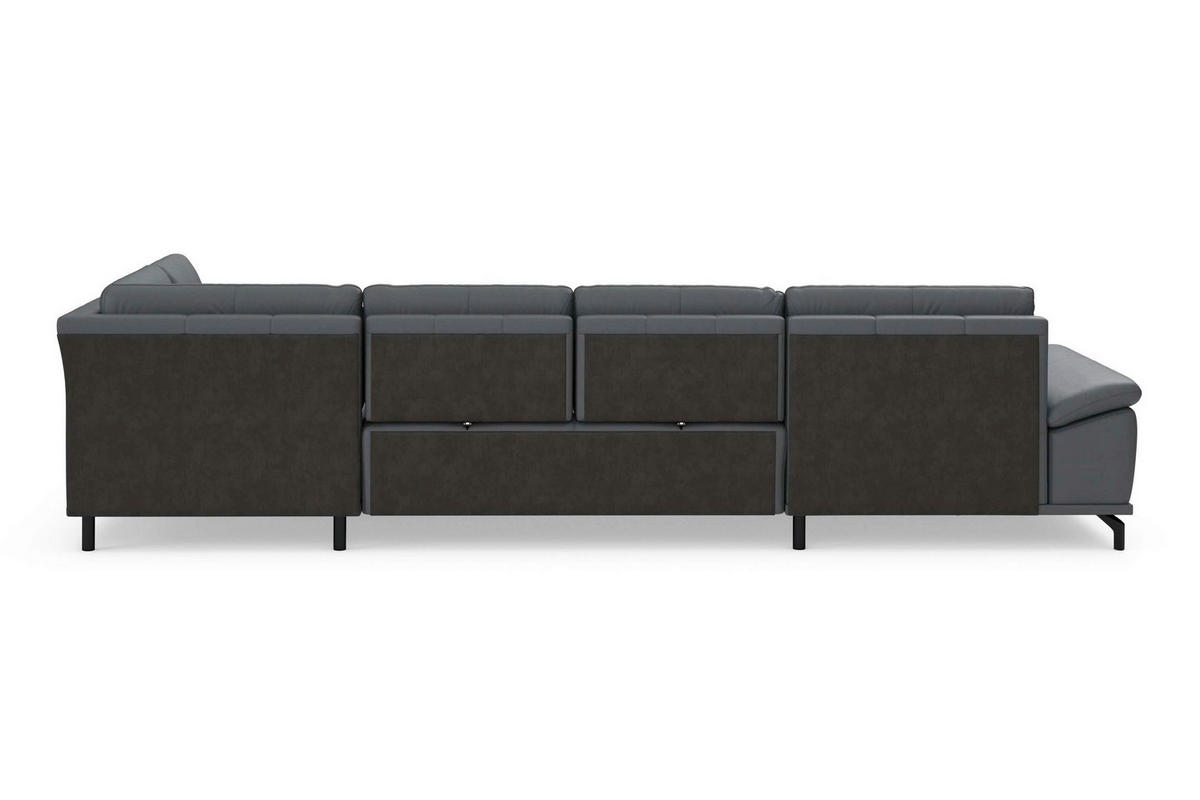 SEDACÍ SOUPRAVA, kůže, černá - černá, Basics, kov/textil (176/363/223cm) - Sit & More