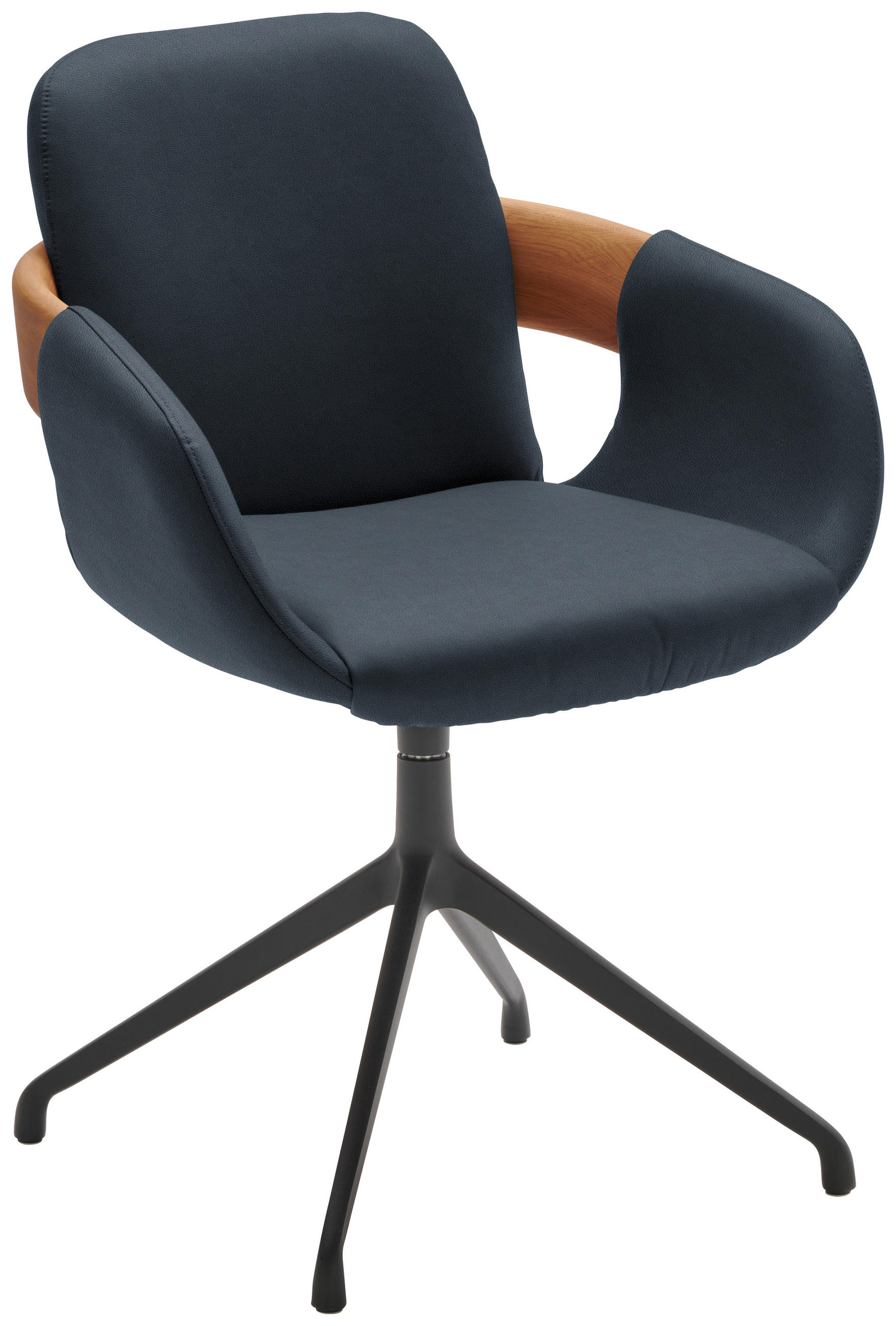 ARMLEHNSTUHL  Lederauswahl, Stoffauswahl, Typenauswahl, Sitzfläche 360° drehbar  Echtleder  - Eichefarben/Cognac, Natur, Leder/Holz (60/86/60cm) - Valnatura