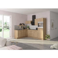 ECKKÜCHE 200/270 cm  in Eichefarben  - Edelstahlfarben/Eichefarben, Basics, Holzwerkstoff/Metall (200/270cm) - Optifit