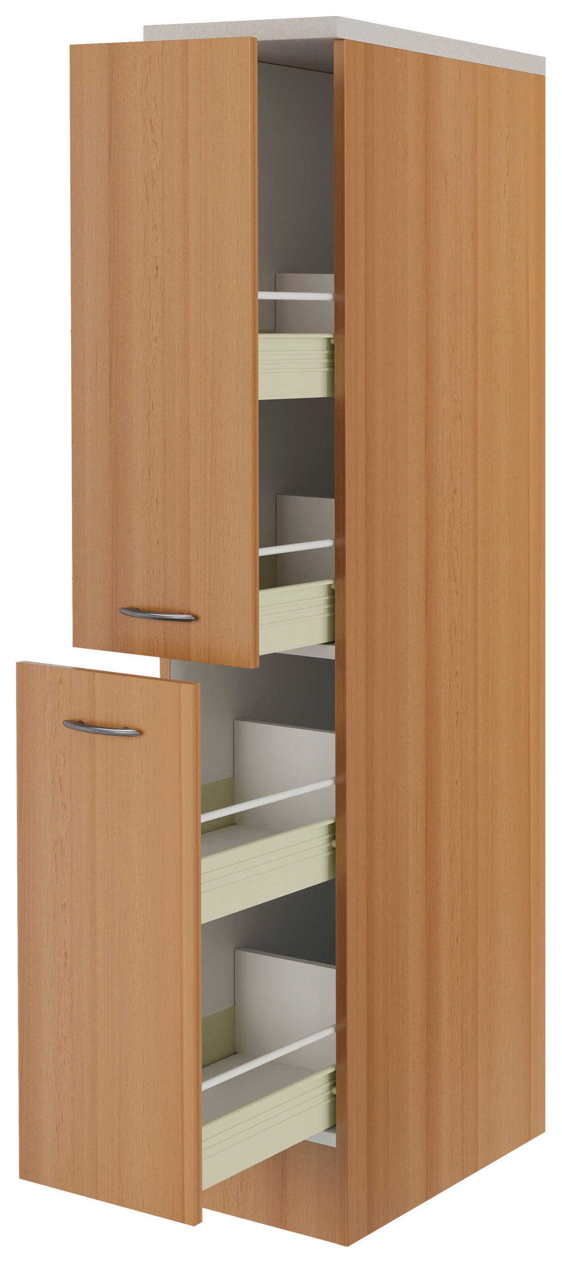 APOTHEKERSCHRANK 30/160,6/60 cm  in Buchefarben  - Edelstahlfarben/Buchefarben, KONVENTIONELL, Holzwerkstoff/Kunststoff (30/160,6/60cm) - FlexWell