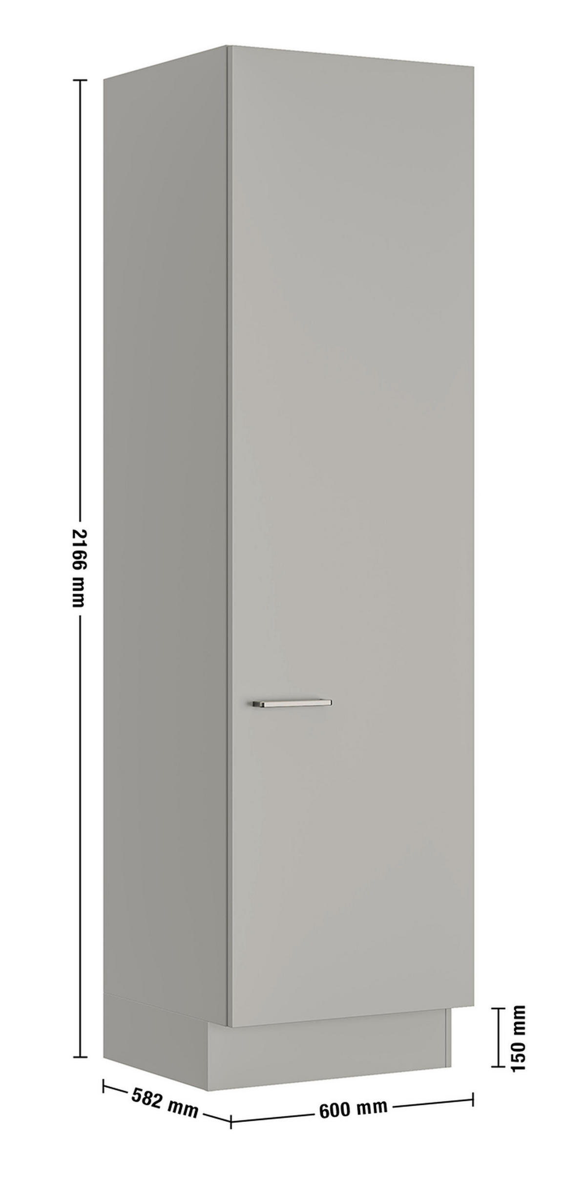 MEHRZWECKSCHRANK 60/216,6/58,2 cm  in Grau  - Edelstahlfarben/Grau, MODERN, Holzwerkstoff/Metall (60/216,6/58,2cm) - Nobilia