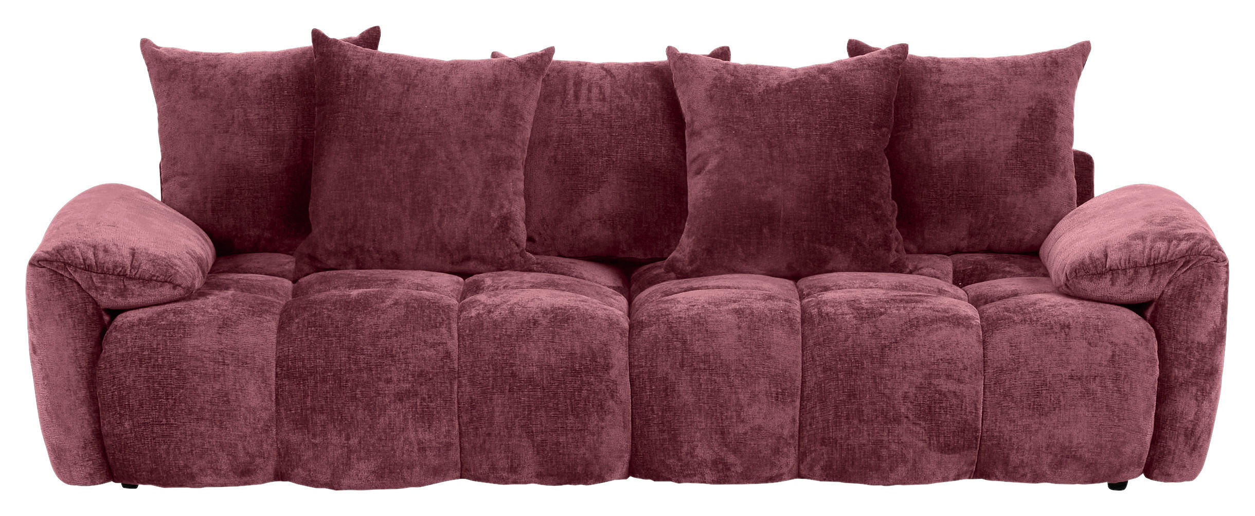 BIGSOFA Chenille Dunkelrot  - Schwarz/Dunkelrot, Design, Kunststoff/Textil (265/67/130cm) - home24