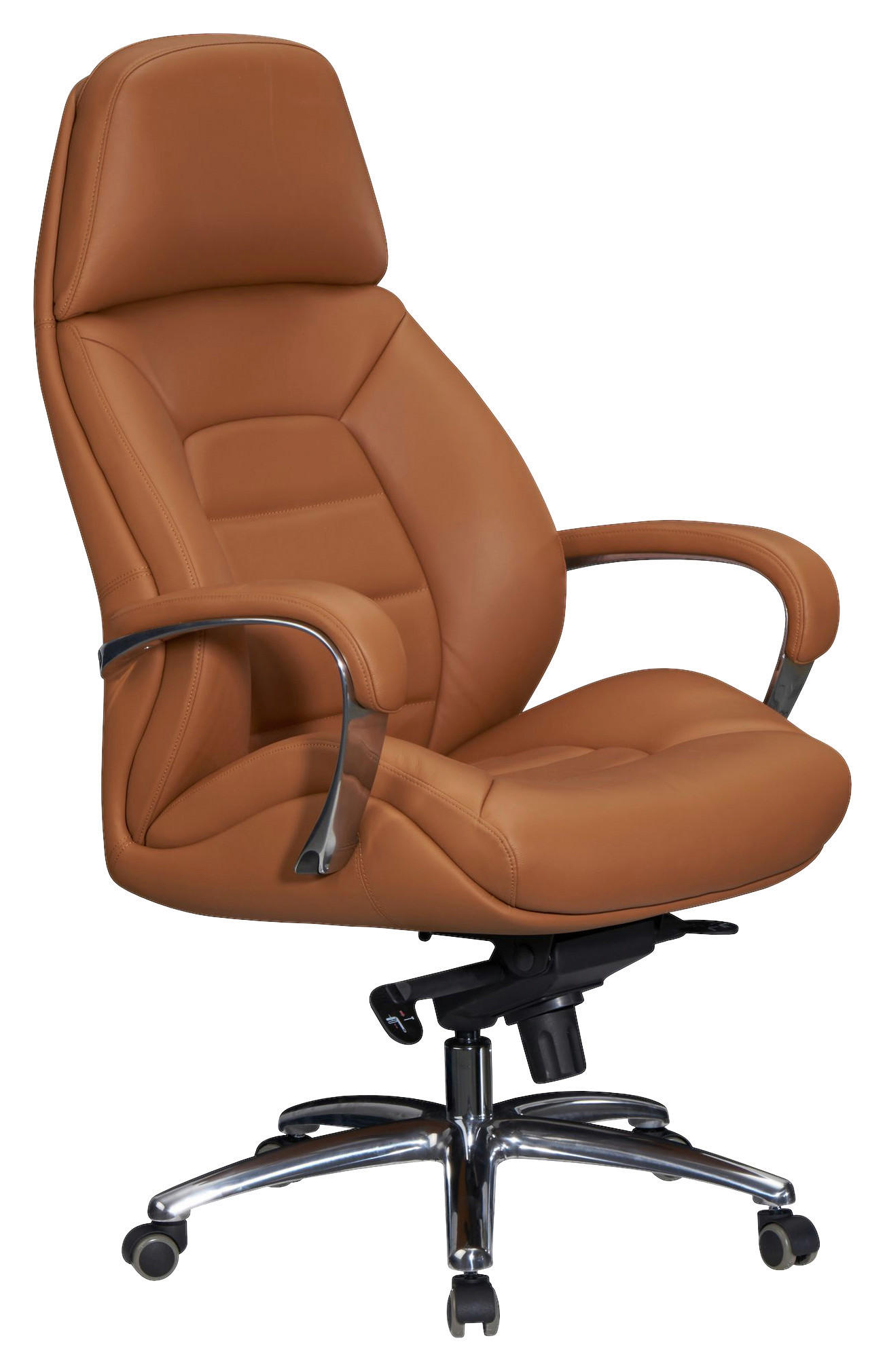 CHEFSESSEL Hellbraun  - Hellbraun/Alufarben, MODERN, Leder/Kunststoff (67/140/67cm) - MID.YOU
