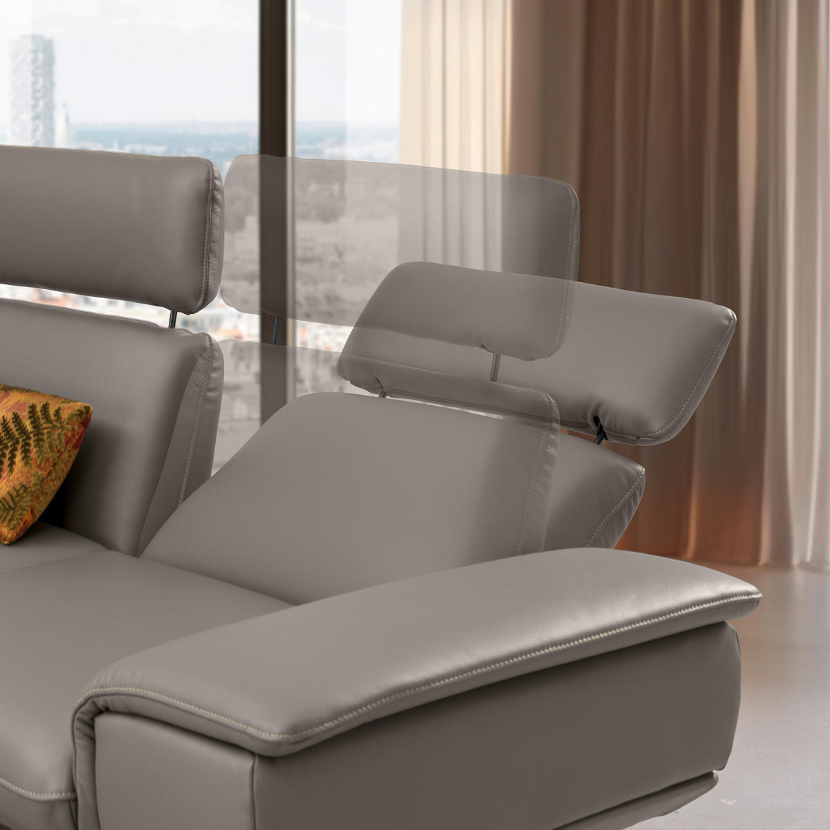 ECKSOFA  in Echtleder Graubraun  150/242 cm  - Graubraun/Beige, Design, Leder/Metall (150/242cm) - Koinor