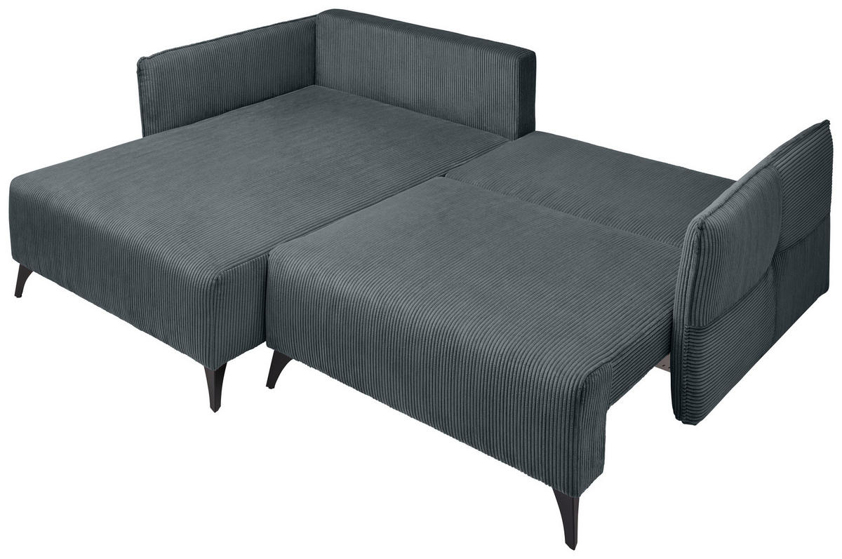 ECKSOFA Dunkelgrau Cord  - Dunkelgrau/Schwarz, Design, Textil/Metall (175/254cm) - Stylife