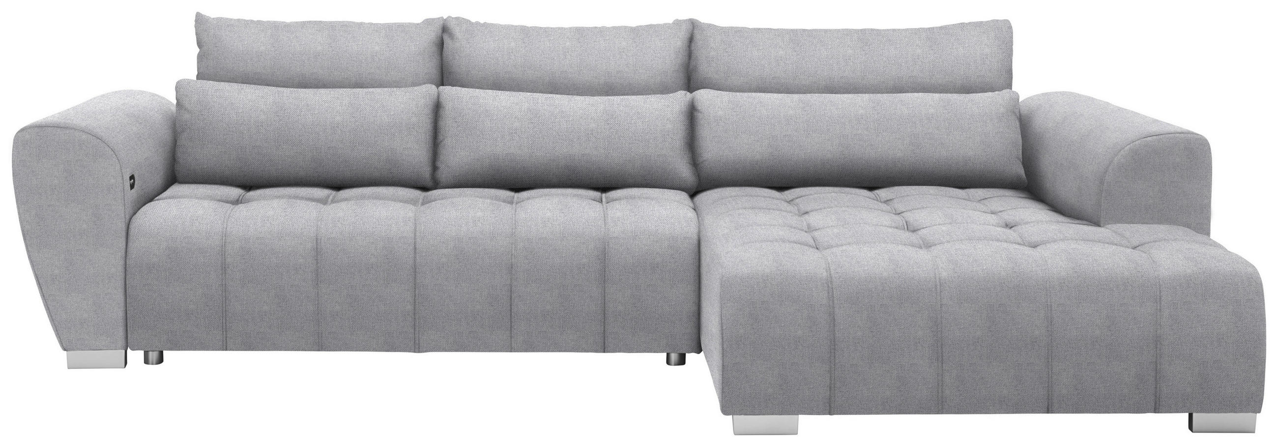 ECKSOFA in Webstoff Hellgrau  304/218 cm  - Silberfarben/Hellgrau, MODERN, Kunststoff/Textil (304/218cm) - Carryhome