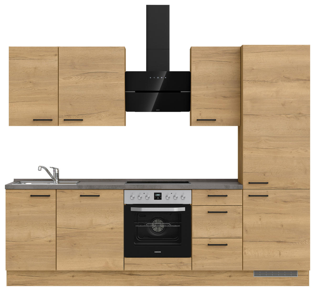KÜCHENLEERBLOCK 270 cm   in Eichefarben, Schieferfarben  - Schieferfarben/Eichefarben, MODERN, Holzwerkstoff/Metall (270cm) - Nobilia