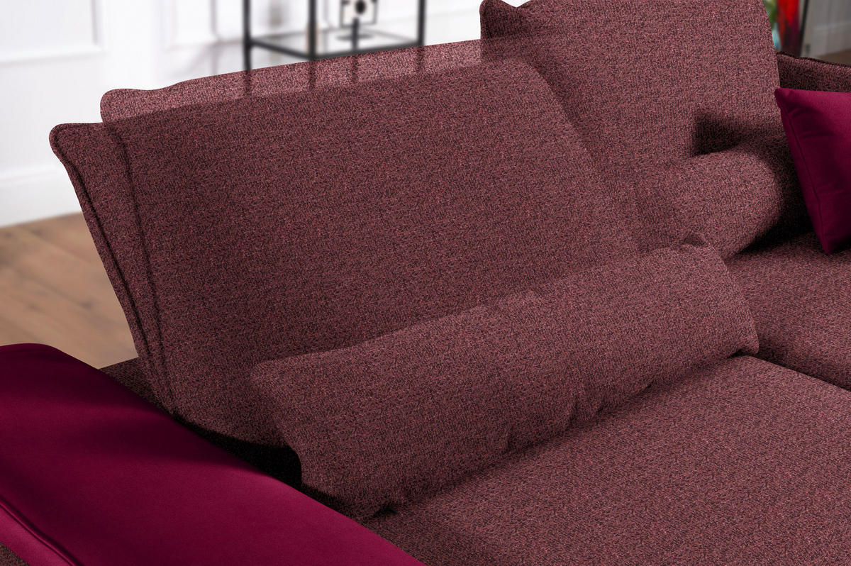 ECKSOFA in Flachgewebe Rot  - Rot/Schwarz, Design, Textil/Metall (191/273cm) - Moderano