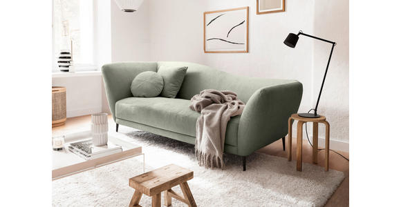 RÉCAMIERE Salbeigrün Chenille Zierkissen, Rücken echt  - Salbeigrün/Schwarz, KONVENTIONELL, Textil/Metall (224/70/97cm) - Hom`in