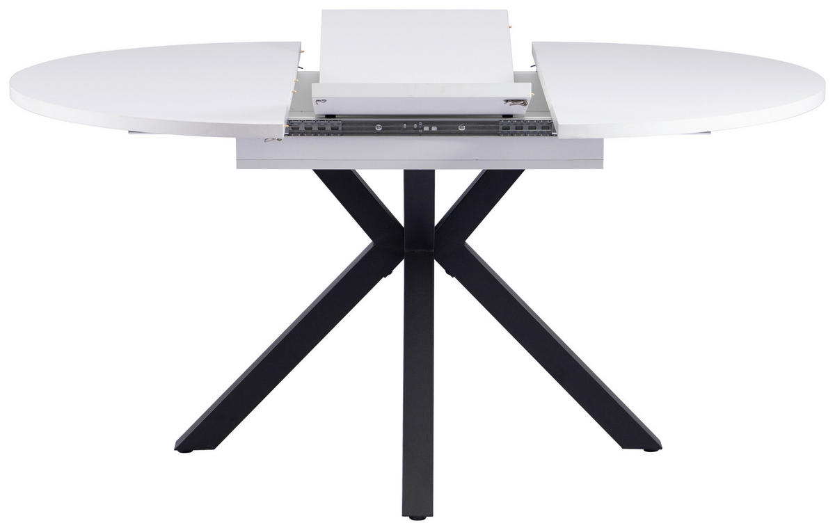 ESSTISCH 110/150/110/76 cm Nachbildung  Metall, Holzwerkstoff ausziehbar oval Schwarz, Weiß  - Schwarz/Weiß, MODERN, Holzwerkstoff/Metall (110/150/110/76cm) - Livetastic