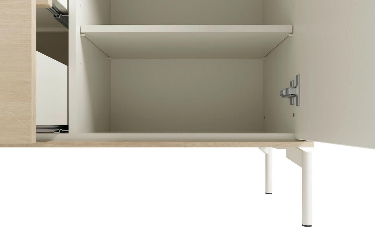 SIDEBOARD LABOE 197/67/41 cm 2 Schublade(n)  - Eiche Bianco/Seidengrau, MODERN, Holzwerkstoff (197/67/41cm) - Schöner Wohnen