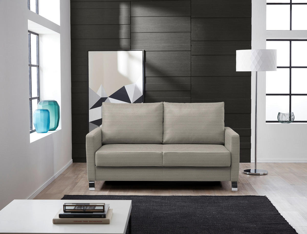 SCHLAFSOFA Feincord Schlammfarben  - Chromfarben/Schlammfarben, Design, Textil/Metall (140/90/95cm) - Bali